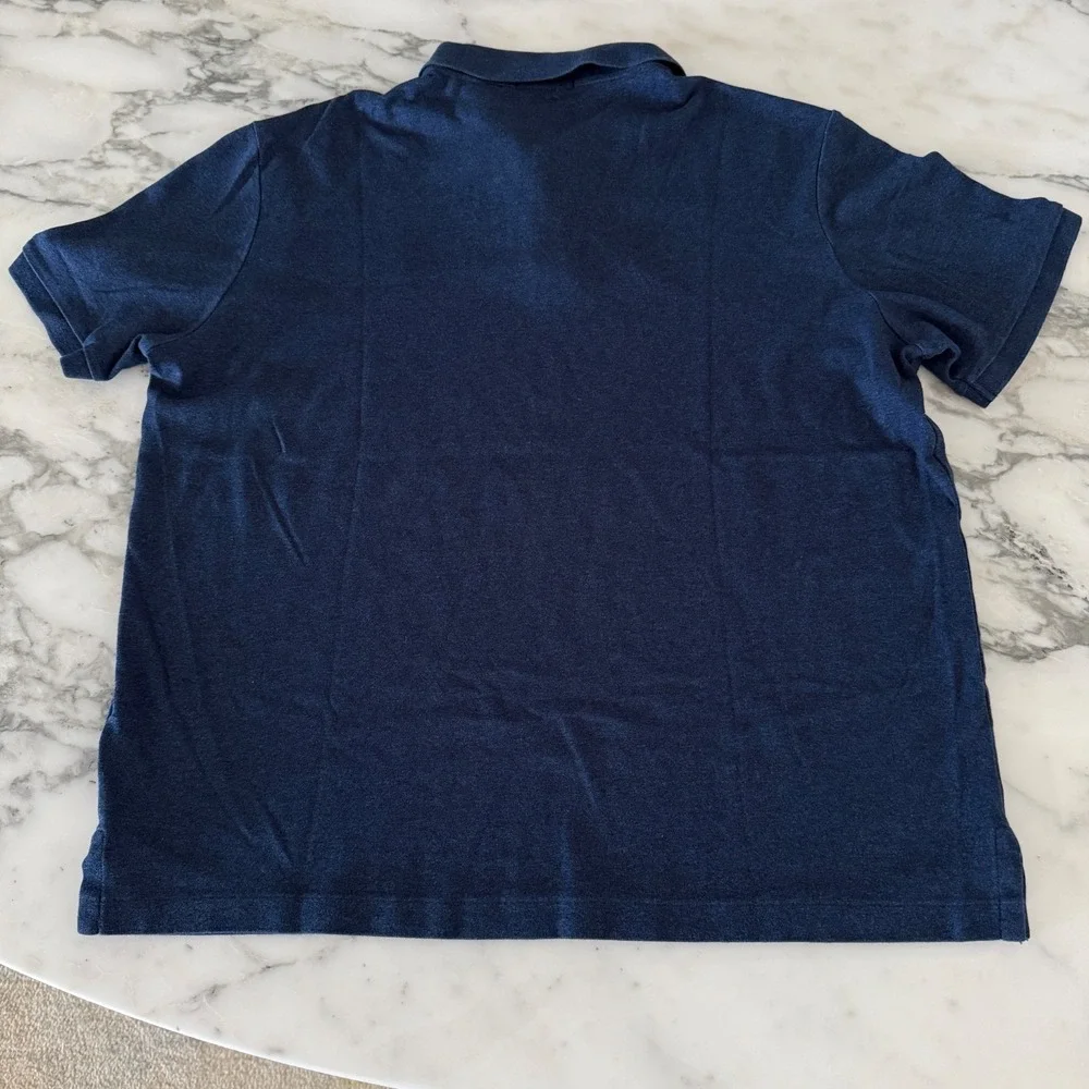 Polo Ralph Lauren Cotton Men's Navy Blue Polo Short sleeve shirt,  Large